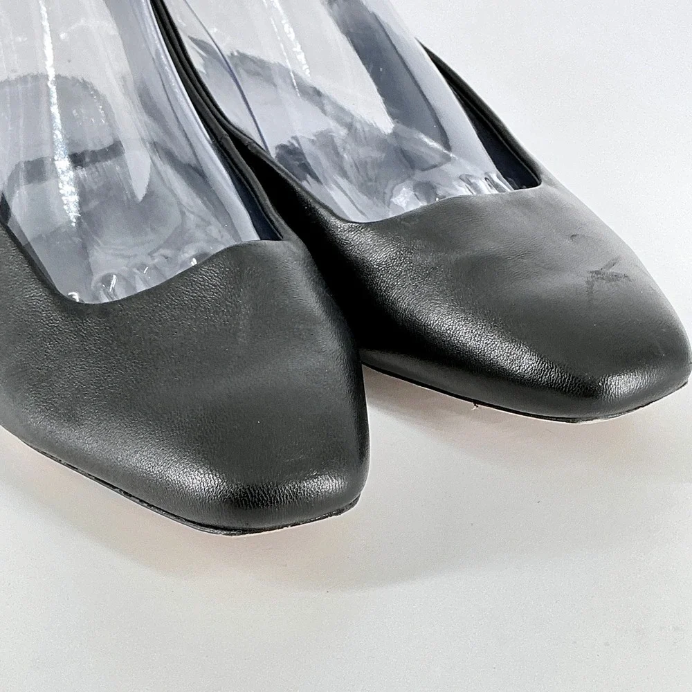 Vince Size 9 EUR 40 Black Leather Square Toe Slingback Flats Vida - Picture 2 of 12